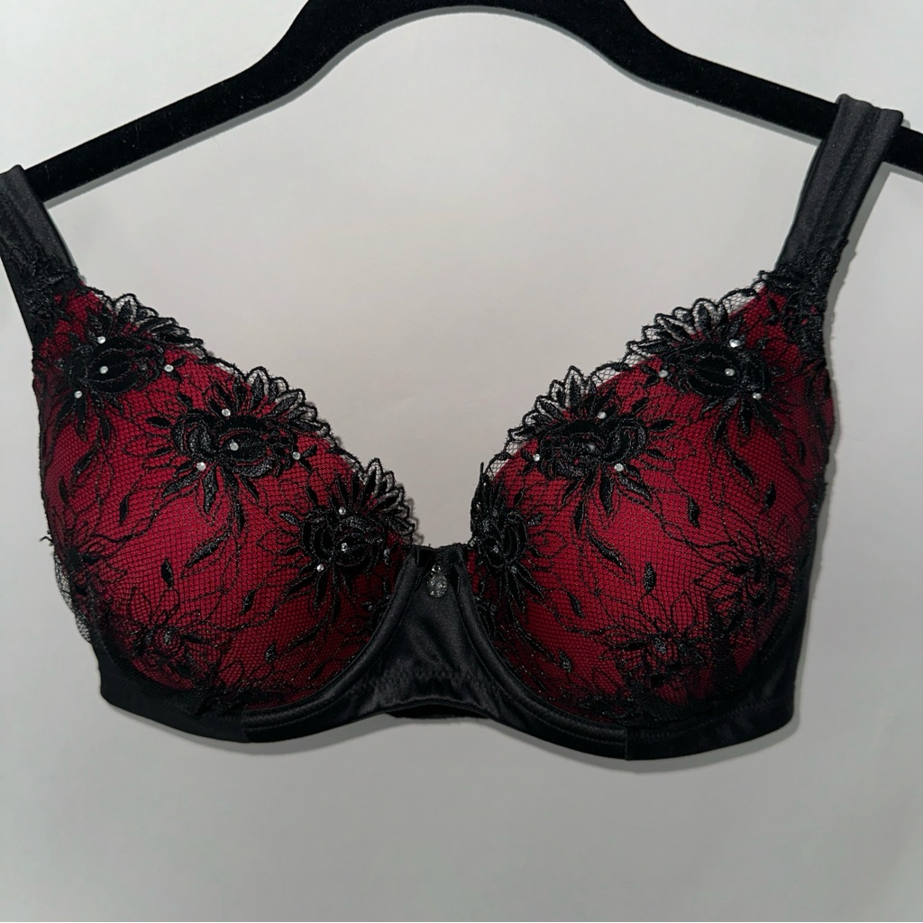 Soma Underwire Gothic Bra Red Black Lace With Gens 34dd New?